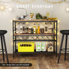 41-inch 4-tier bar table in rustic brown with wine rack, glass holders, and shelves for kitchen or dining room storage.