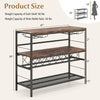 41-inch rustic brown 4-tier bar table with wine rack, featuring 3 shelves and 4 rows of glass holders for versatile.