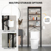 4-tier freestanding over the toilet storage rack in rustic brown with open shelves for bathroom organization.