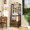 4-Tier Ladder Shelf with 2 Drawers 52.5 Inch Tall Freestanding Bookcase-Rustic Brown - Gallery View 1 of 10