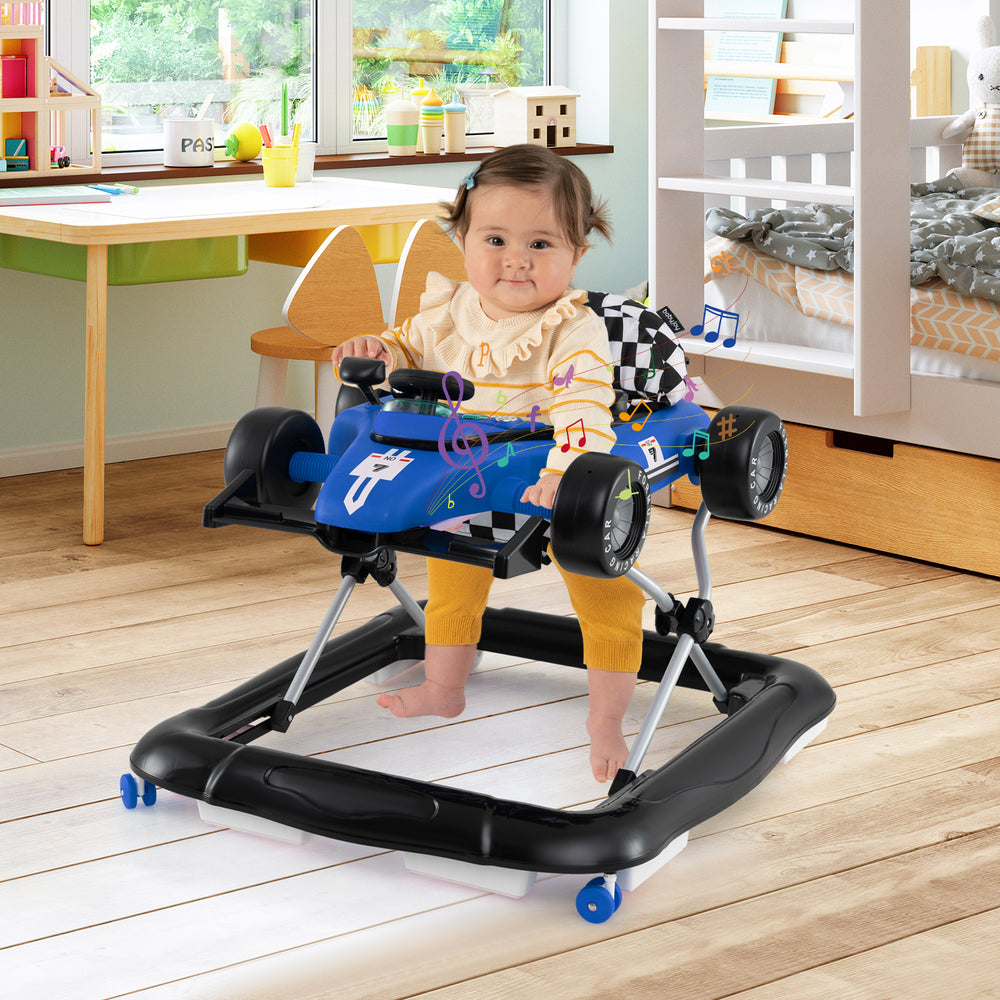 4-in-1 Baby Push Walker Activity Center Height Adjustable with Music Box-Blue - Gallery View 1 of 10