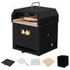 Outdoor portable pizza oven with 12-inch pizza stone, made of stainless steel, ideal for BBQ grilling and baking.