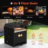 4-in-1 outdoor portable pizza oven with 12-inch pizza stone, made of stainless steel for grilling, baking, and fire pit.