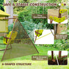 A-shaped swing set with height adjustable baby seat, safety nets, and solid metal frame for stability and secure play.