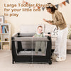 4-in-1 Convertible Portable Baby Play Yard with Toys and Music Player-Gray - Gallery View 1 of 9