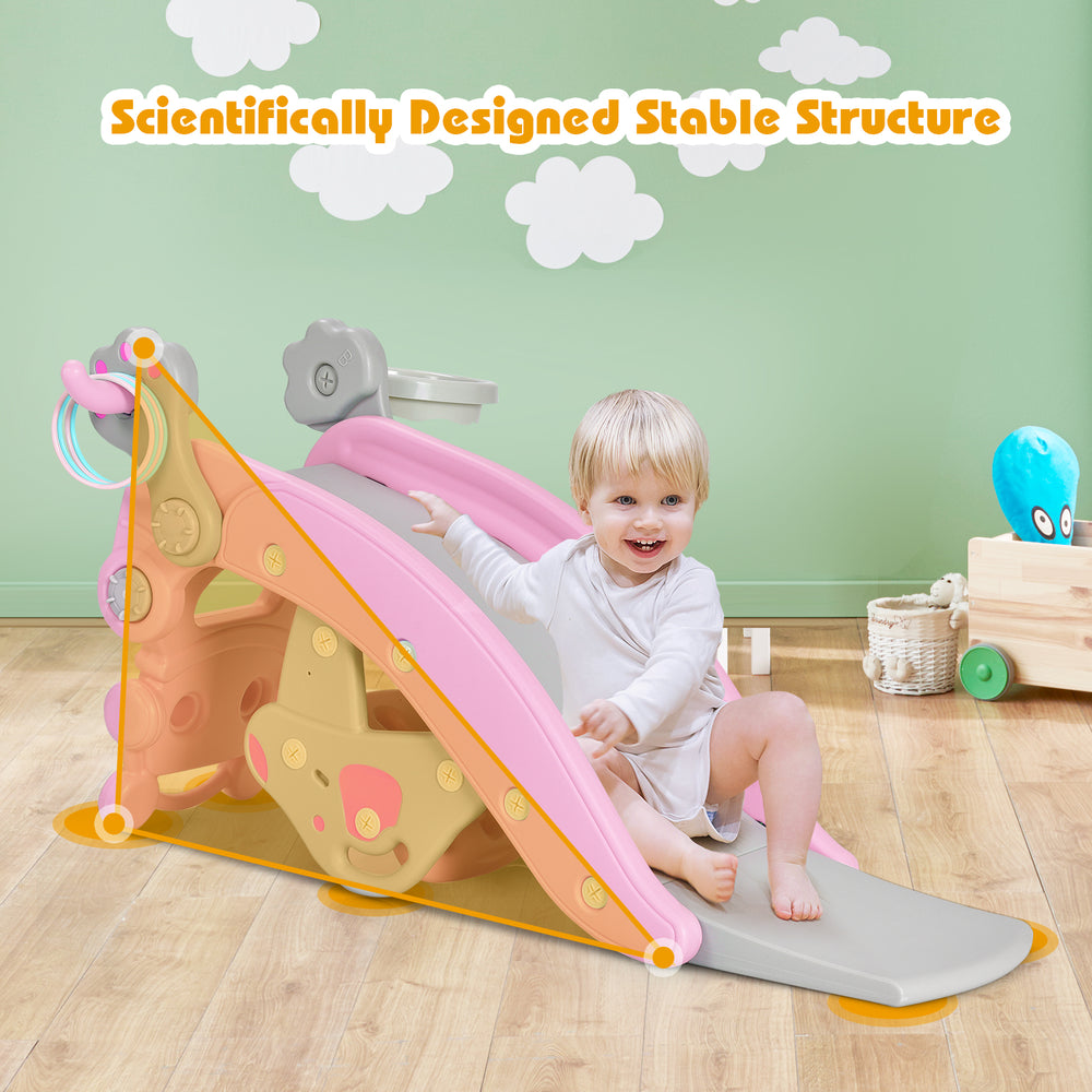 4-in-1 Rocking Horse and Slide Set for Kids-Pink - Gallery View 1 of 12