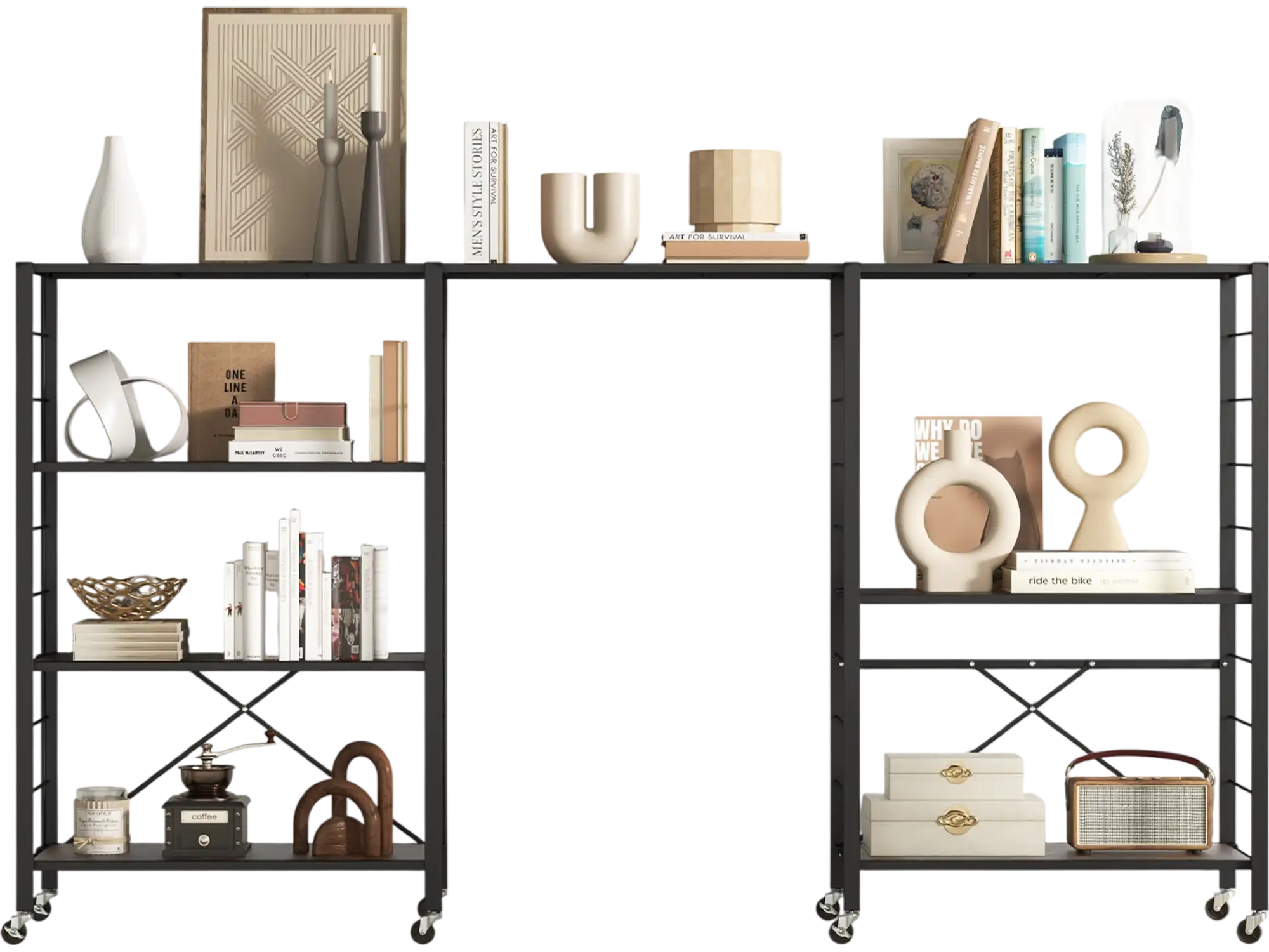 Costway 4-Tier Foldable Storage Shelf Rack Black 82541793 New