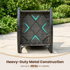 Heavy-duty patio rattan rocker chair with anti-tip stoppers, thick cushions, and a 400 lbs weight capacity for outdoor comfort.
