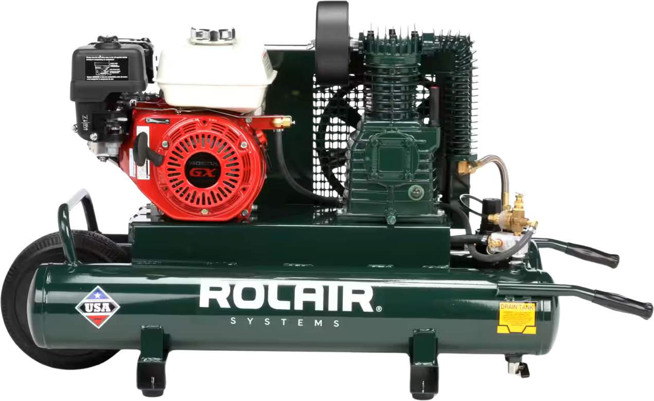 Rolair 4090HK17 Air Compressor Wheelbarrow Gas 9 gal. 5.5 HP Honda GX160 Engine Single Stage Pump Manufacturer RFB