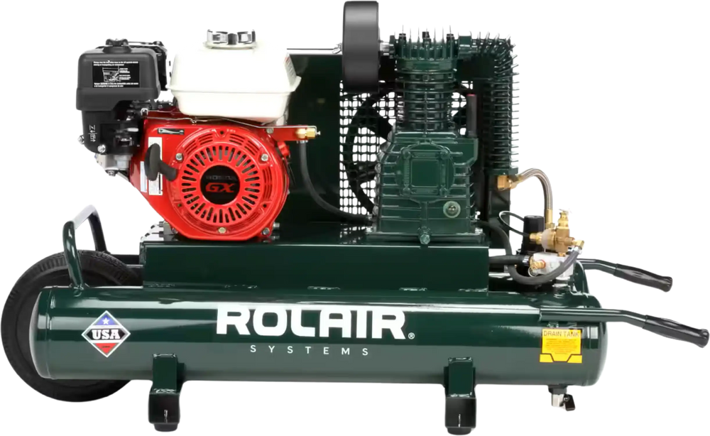 Rolair 4090HK17 Air Compressor Wheelbarrow Gas 9 gal. 5.5 HP Honda GX1 FactoryPure Rolair 4090HK17 Air Compressor Wheelbarrow Gas 9 gal. 5.5 HP Honda GX1 FactoryPure