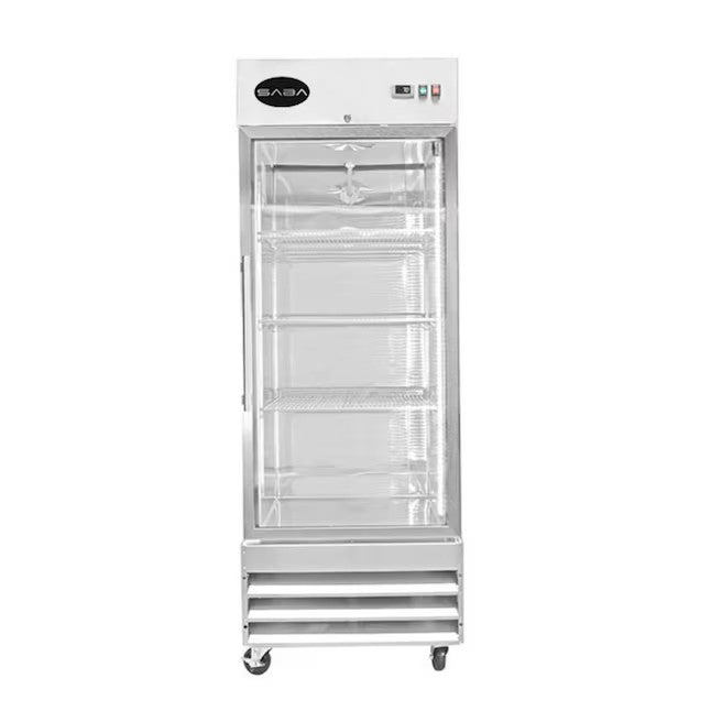 SABA S-23RG Commercial Refrigerator 23 cu. ft. Glass Door Display Reach-In Stainless Steel New