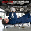 Mechanic creeper with 4" low profile floor clearance and 6 swivel casters for easy access under vehicles.
