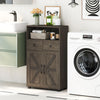 40" bathroom storage cabinet in oak with drawers and barn doors, perfect for organizing essentials in laundry rooms or kitchens.