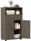 40" bathroom storage cabinet in oak features two drawers, barn doors, and a removable shelf for organized essentials.