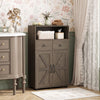 40" oak bathroom storage cabinet featuring drawers, removable shelf, and stylish barn doors for organized essentials.