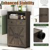40" bathroom storage cabinet in oak with drawers, removable shelf, and rustic barn doors for organized essentials.