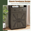 40" bathroom storage cabinet with stylish barn doors, two drawers, and a removable shelf for organized, clutter-free spaces.