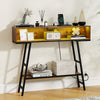 40" Console Table with Charging Station and LED Lights-Rustic Brown - Gallery View 1 of 9