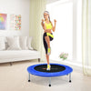 Foldable 40" fitness trampoline in blue with safety pad, ideal for safe jumping and compact storage in any home.