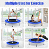 40" foldable fitness trampoline in blue with safety pad, ideal for various exercises and easy storage.
