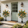 40-inch artificial camellia tree with 37 vibrant flowers in a cement-filled pot, perfect for easy decoration and.