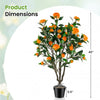 40-inch artificial camellia tree with 37 vibrant flowers and river stones in a cement-filled pot for easy maintenance.