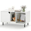 White 40-inch cat litter box enclosure with hidden washroom, spacious compartments, and scratching board for two cats.