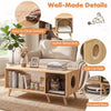 40-inch wooden coffee table cat house with open storage shelf, natural finish, and cozy side compartment for cats.