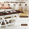 40-inch farmhouse wooden coffee table with walnut finish, featuring a spacious tabletop and open storage shelf for.