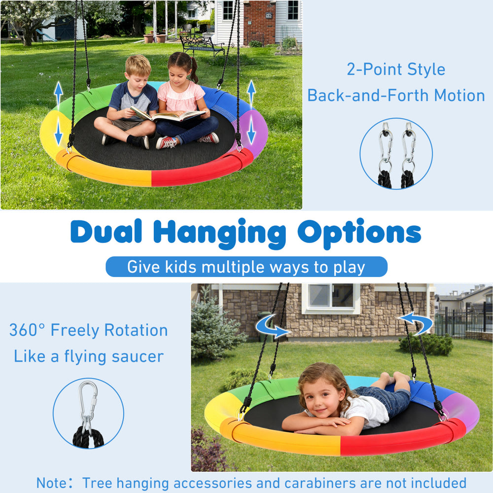 40-inch flying saucer tree swing for kids, made of durable 600D oxford fabric, perfect for outdoor play and relaxation.