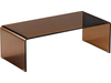 Sleek dark brown 40-inch coffee table with rounded edges and a spacious tempered glass top, ideal for stylish living areas.