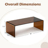Dark brown 40-inch coffee table with a tempered glass top and rounded edges, ideal for living room or office use.