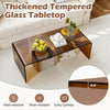 40-inch dark brown coffee table featuring a 0.5" thickened tempered glass top with rounded edges for safety and easy upkeep.