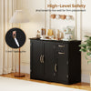 Black 40-inch modern kitchen sideboard buffet cabinet with 2 drawers, adjustable shelf, and anti-tipping kits for.
