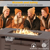 40-inch brown outdoor propane fire pit with adjustable flames and lava rocks, perfect for patio gatherings and ambiance.