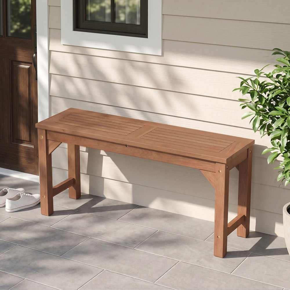 40 Inches Fir Wood Backless Outdoor Bench 2-Person Garden Seating-Brown - Gallery View 1 of 9