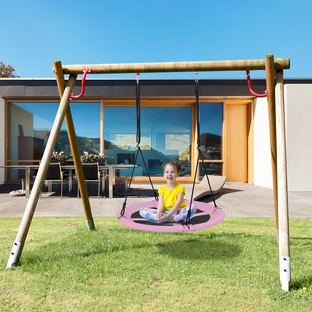 40 Inches Saucer Tree Swing Round with Adjustable Ropes and Carabiners-Pink - Gallery View 1 of 9