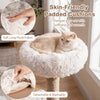 Padded cushion detail of the 40” Modern Cat Tree Tower with luxury wood branches, perfect for pet lounging and play.