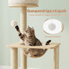 Cozy 40" solid wood cat tree features a space capsule, sisal posts, and a hanging pompom for active play and relaxation.