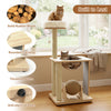 Solid wood cat tree featuring a cozy top perch, space capsule, sisal posts, and anti-slip foot pads for stability.