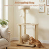 Solid wood cat tree with space capsule, sisal posts, and anti-toppling strap for stability and safe play.