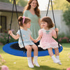Round 40-inch blue saucer tree swing with colorful lights, supporting up to 660lbs, perfect for kids' outdoor fun.