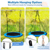 40-inch blue saucer tree swing with multiple hanging options, sturdy design, and colorful LED lights for kids and.