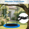 40-inch blue saucer tree swing with adjustable height, sturdy design, and colorful LED lights for kids and adults.