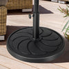 Round 40LBS outdoor umbrella base with flower-shaped pattern, made of durable resin, ideal for patio and garden use.