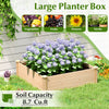 Large outdoor wood raised garden bed with purple flowers, ideal for herbs, vegetables, and fruits in backyard gardens.