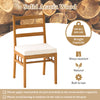 Outdoor wooden dining chair with padded seat cushion, crafted from natural acacia wood for durability and comfort.