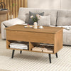 31.5 Inch Lift-Top Coffee Table with Hidden Storage and 2 Open Shelves-Natural - Gallery View 1 of 9