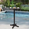 Round cast aluminum patio bar table in bronze, 41.5 inches tall, ideal for garden and poolside use with intricate.
