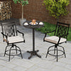 Round bar table in bronze, 41.5 inches, featuring a stable cross-shaped structure, perfect for outdoor dining setups.